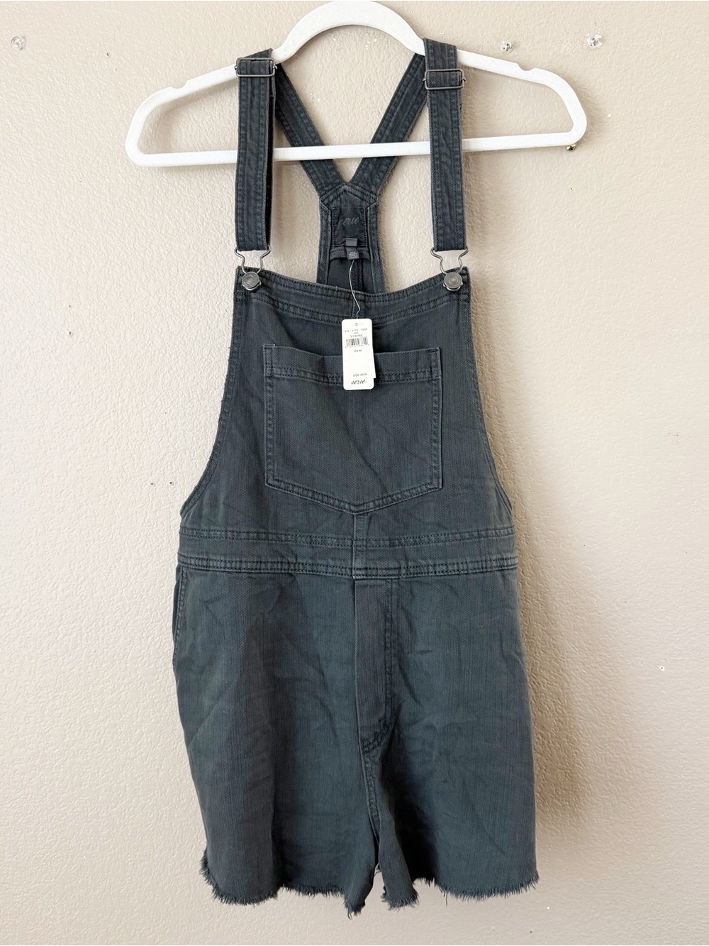 aerie Black Denim Overall Shorts size medium